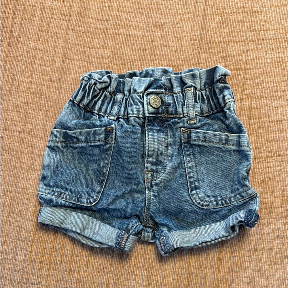 Girls' Elastic Waist Denim Shorts - Blue